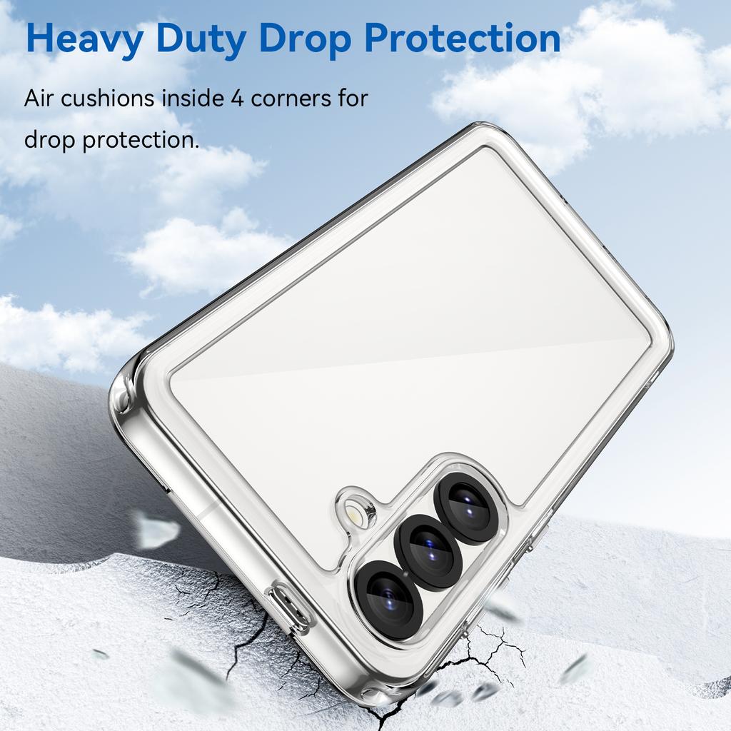 WANLONFENG MF Series for Samsung Galaxy S25+ Case TPU+Acrylic Clear Phone Cover with Tempered Glass Film