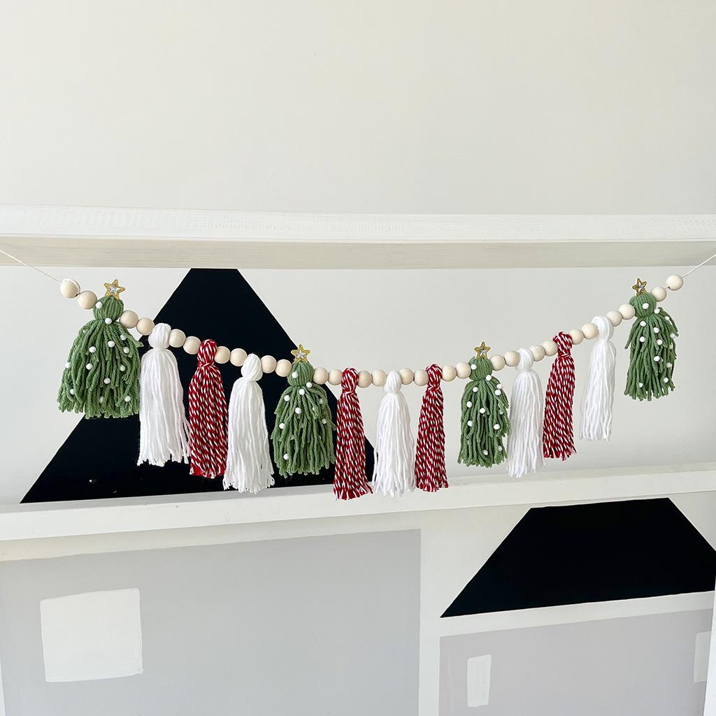 Bohemian Tassel Christmas Fireplace Decoration Banner
