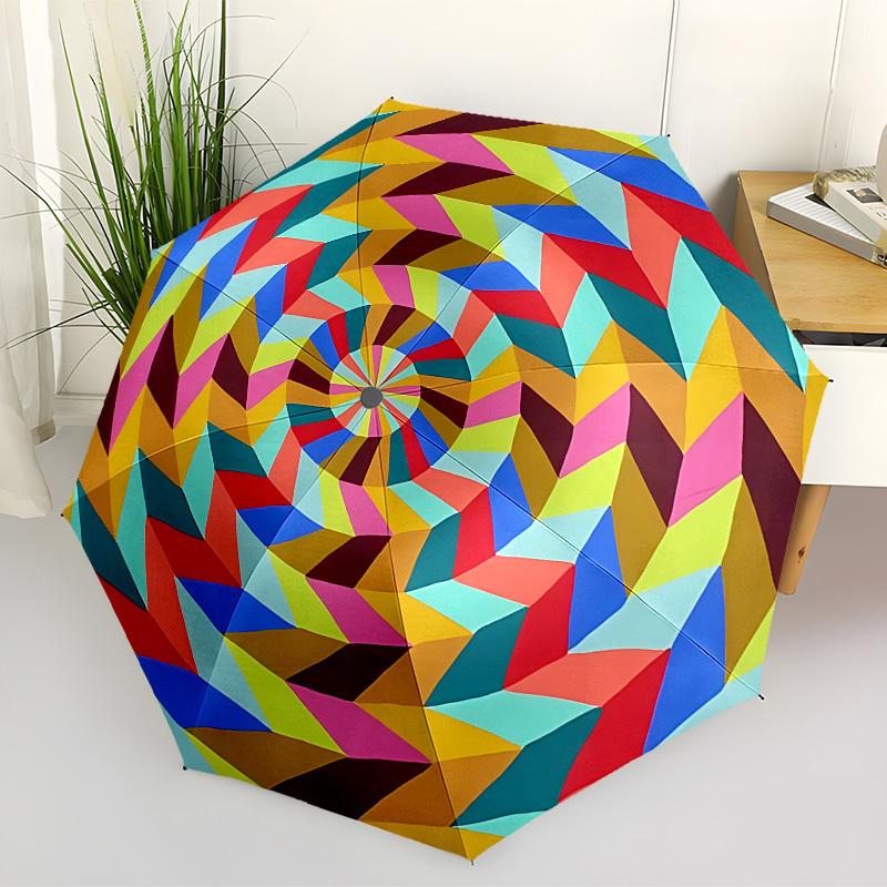 1pc Colorful Spiral Automatic Folding Umbrella - Portable Collapsible Design, 8-Rib Iron Frame, Playful Design yy251215223