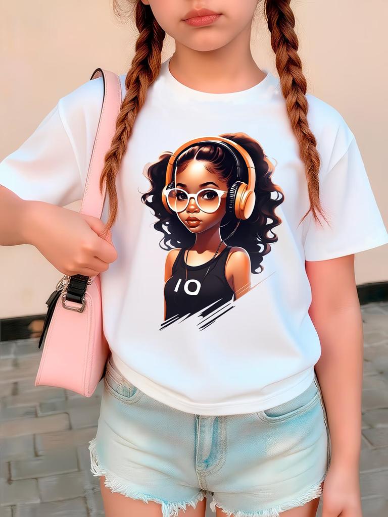 Trendy 2026 Hip Hop Girl TShirt Printed T Shirt Girls Summer Clothes Short Sleeve Tops TShirts Cute Girls Clothing