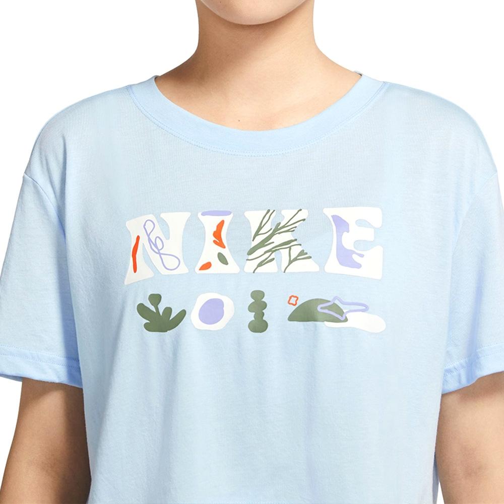 Nike Solid Color Crew Neck Pullover Logo Creative Print Short Sleeve T-Shirt Women T-Shirt Blue DX6159-441