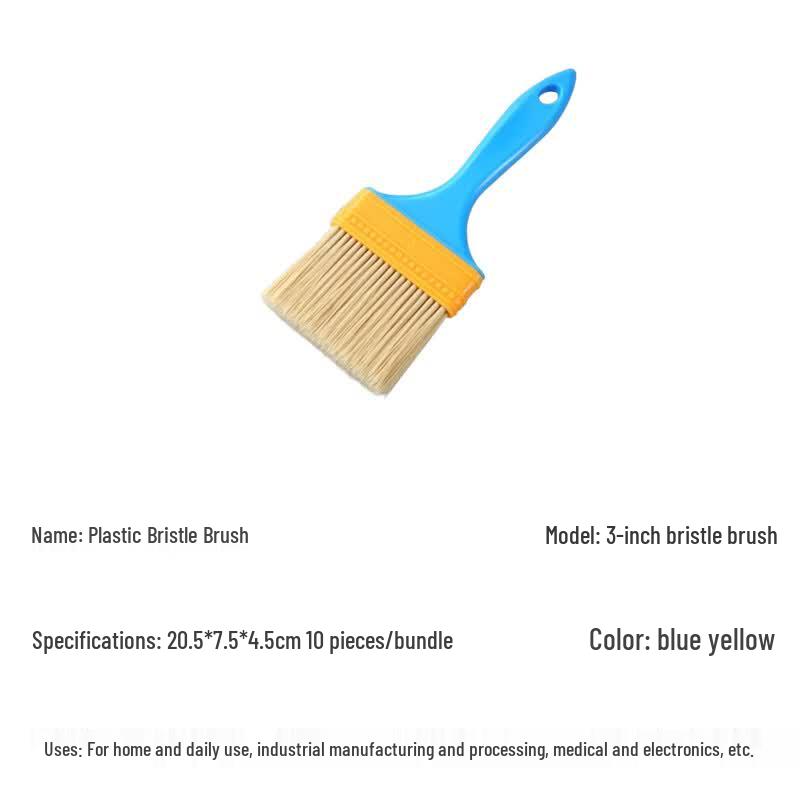 Rui You Li 3-inch Pig Bristle Utility Brushes, 10-Pack