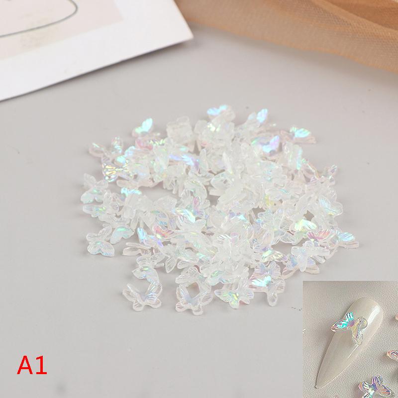20 szt. Aurora Brokatowe Kolorowe Motyle Ozdoby do Paznokci DIY Żywica Naklejki Manicure
