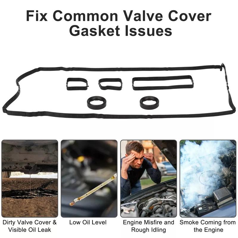 1Set Valve Cover Gasket Set For Ford Ecosport / Focus Vs50877R Vs50729 Vc4236G Black Car Accessories