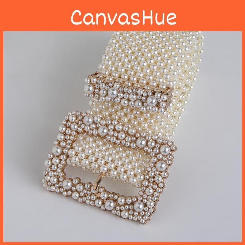 Waist Pearl Artificial Chain With Square Needle Buckle Design For Daily Wear