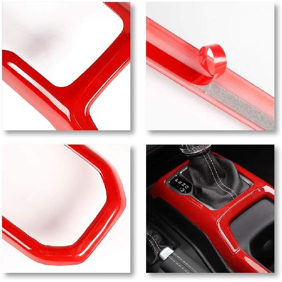 JeCar Interior Gear Shift Cup Holder Panel Cover Trim Fit for Jeep Wrangler JL JLU Gladiator JT 2018-2024 2025 2026+ (Red)