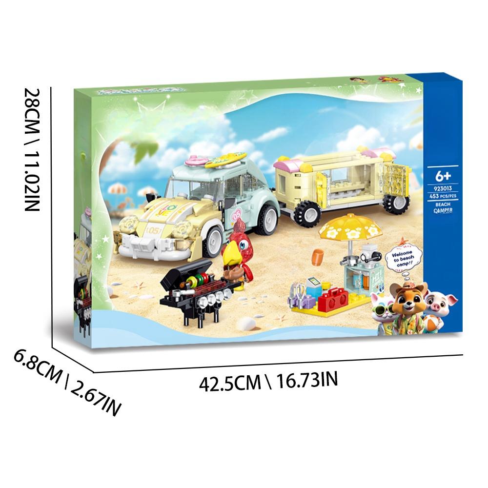 Non-Toxic Friend Creative Cartoon Beach Park Seaside Camping Car Tent Building Blocks City Street View Model Bricks Children Toy Kids Gifts