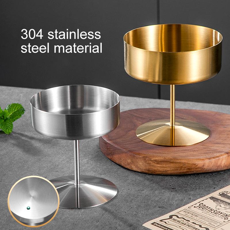 1Pc Pudding Hotel Dessert Cup Easy To Clean High Footed Cafe Stainless Steel Ice Cream Bowl Fruit