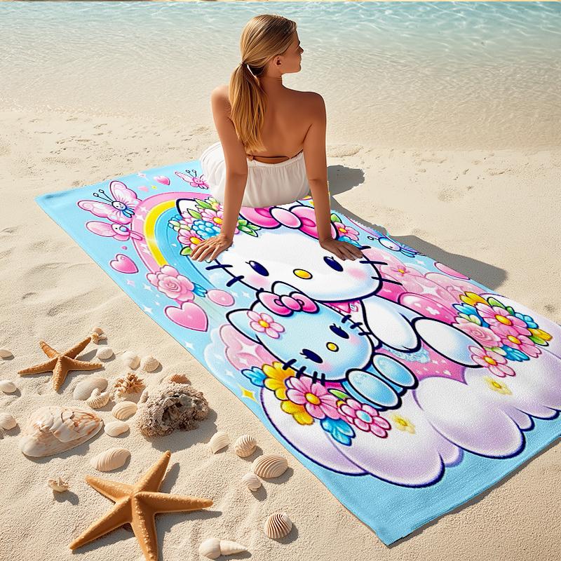 1Pc Hello Kitty Garden Beach Towel, Quick Dry, Multi-Use for Beach Pool Gym Yoga Home Travel, Christmas, Halloween, Xmas Gift S929276