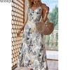 MODIQUE 2025 Summer Plus Size New Women's Sexy Casual Floral Printing Slip Long Dress Ladies H-Line Hot Sleeveless Dress