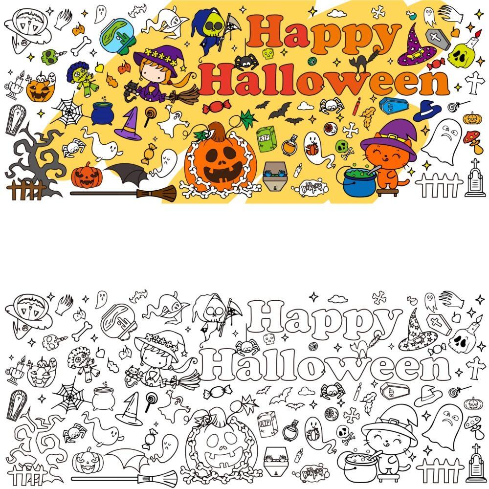 Cartoon Children's Drawing Tablecloth Handmade Large Coloring Posters Halloween Decorations