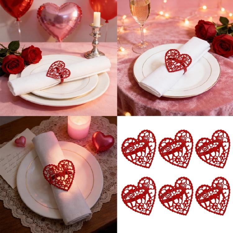 6PCS/Lot Sophisticated Hollow Metal Napkin Holders Crafted As Hearts With Elegant Design For Significant Gatherings
