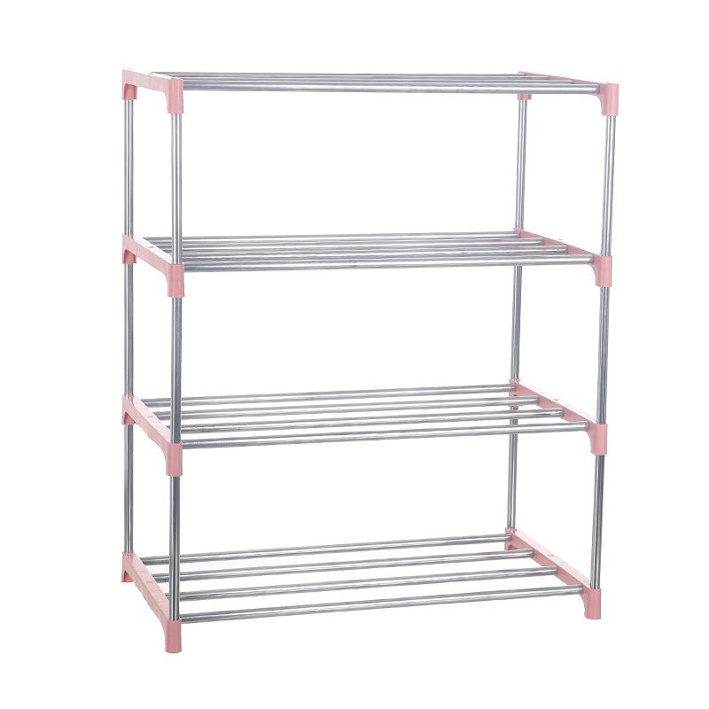 Stainless Steel Shoe Rack 4-corner Support Shoe Rack Household Supplies with Thickened Connecting Pipe Fittings