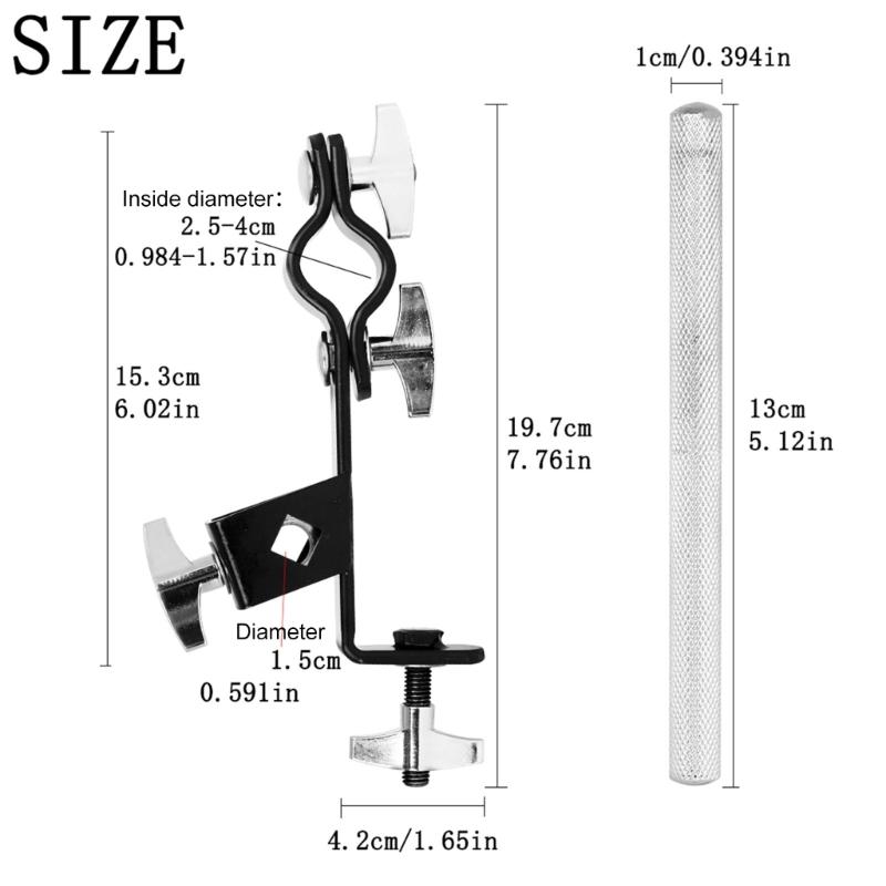 Cowbell Clamp Adjustable Cowbell Mount for Hoop Up or Down Adjustment Cowbell Holder Percussion Drum Cowbell Brackets
