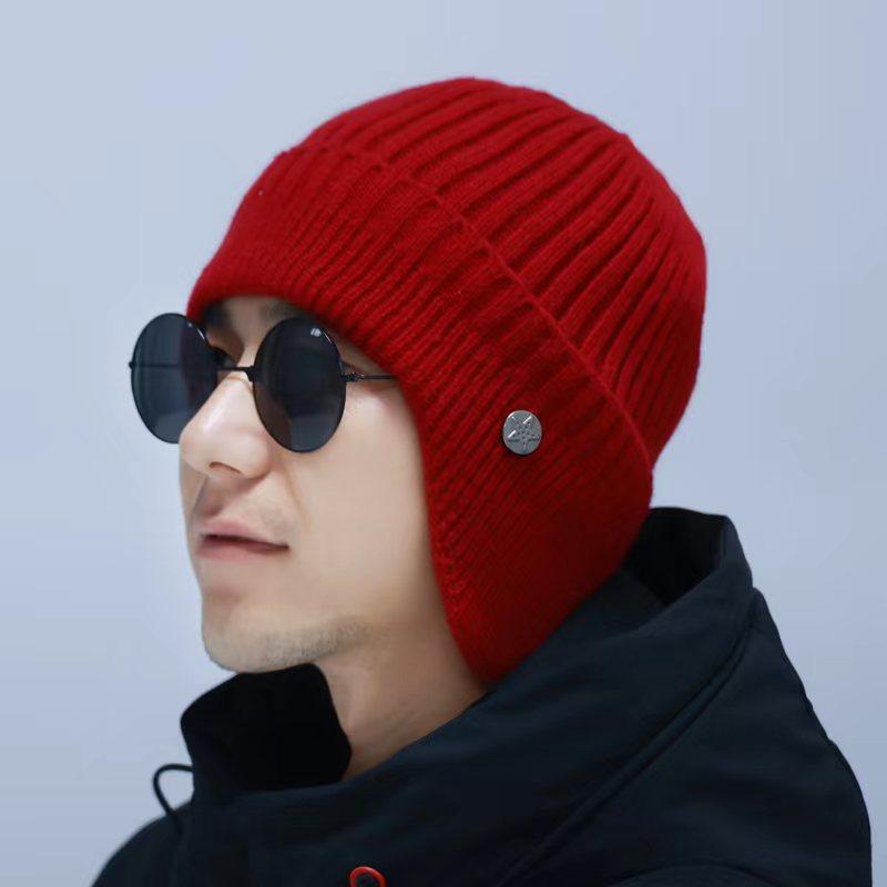 OEM wool hat Men's ear protection hat Fleece thickened outdoor warm anti-knitted hat