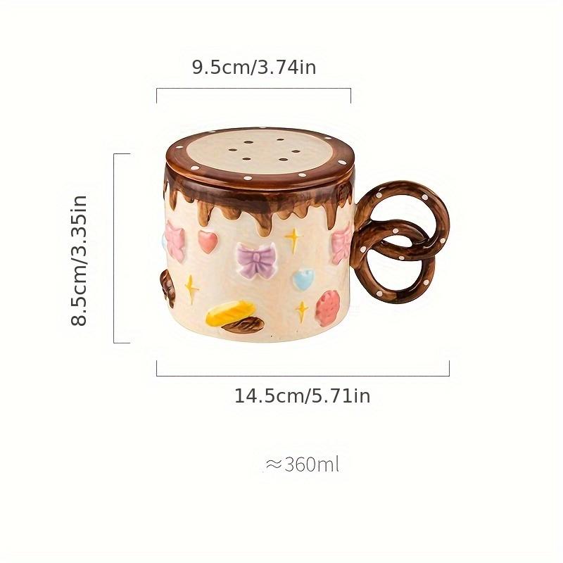 

Creative Hand Painted Ceramic Mugs with Lids , Large Capacity, Cute Bow , Heart Design, Microwave Safe, Perfect for Coffee, Tea, Breakfast, and Gifts