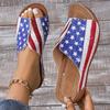 Fashion Star&stripe Platform Slippers for Women Open Toe Thick Bottom Slides Woman Summer Pu Leather Non-Slip Beach Flip Flops Female