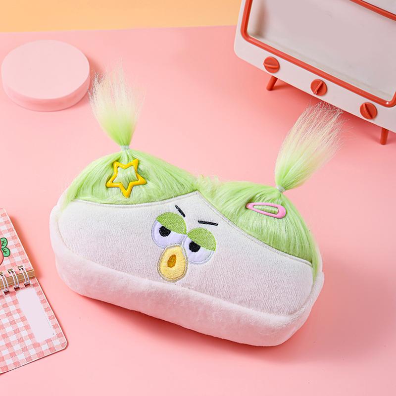 Explosive Hair Ugly Doll Plush Large Intestine Pen Bag Big Eyes Monster Sweet Girl Heart Storage Bag Plush Toy Stationery Box