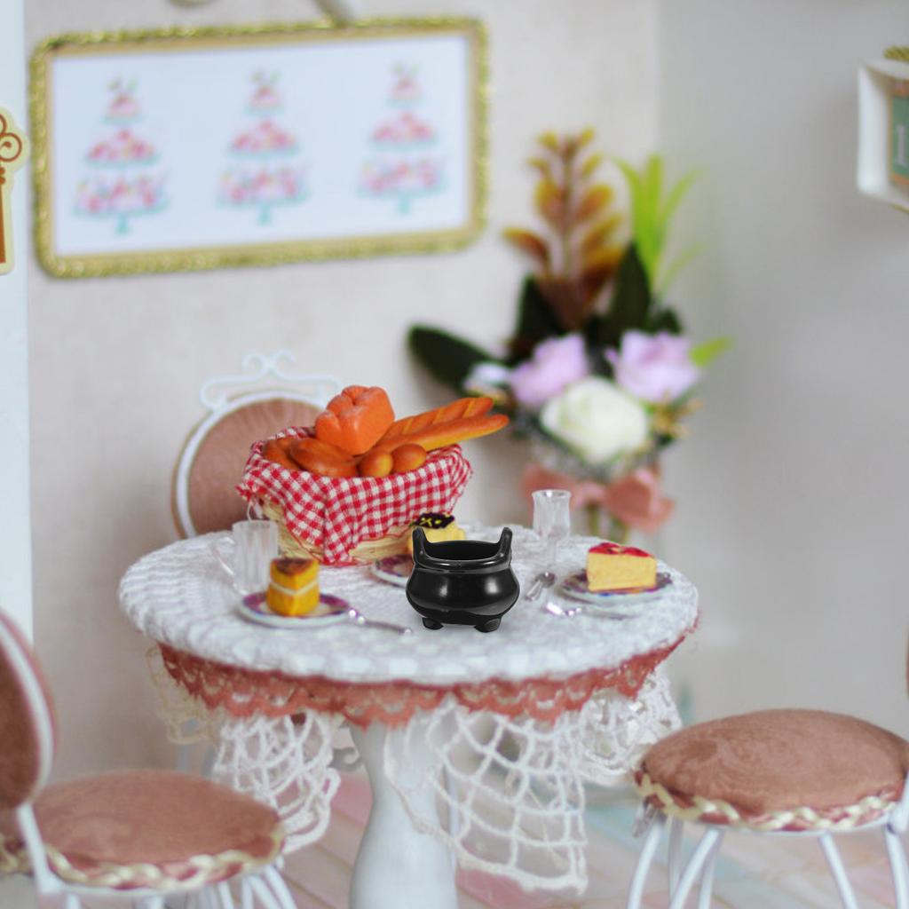 10 Pcs Mini Cauldron Kettle Witch Halloween Miniature Broom Model Trinket Plastic Cauldrons Ornaments Toy