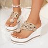 Große Mode-Keilabsatz-Sandalen mit Plateau für Damen, Neue Style Plateau-Slipper mit dicker Sohle, Sommer-Strandsandalen