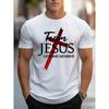 Europäische Größe Herren Christlicher Glaube Team Grafik T-Shirt - mit Rotem Kreuz & Team Schriftzug, Atmungsaktives Rundhals Freizeit Sommer T-Shirt für Kirchenveranstaltungen