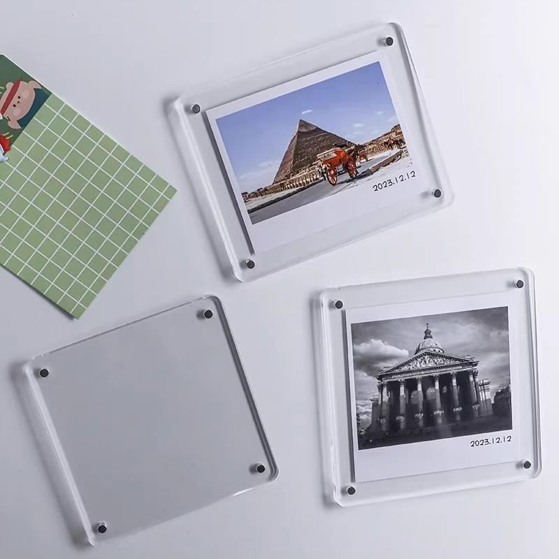 Oboustranný akrylový magnetický fotorámeček na 3palcové polaroidy - DIY průhledný stojánek a ozdobný výstavní stojan