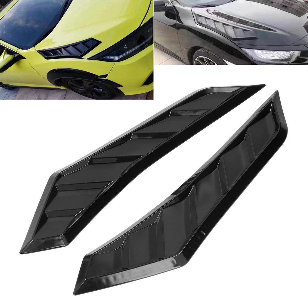 2 Pcs Gloss Black Hood Vents Bonnet Cover Rubber Front Bonnet Vent Universal for Car