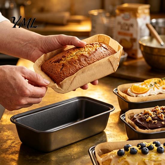 Safe Bread Baking Equipment Rectangle Loaf Pans with Parchment Liners, Nonstick Carbon Steel Easy Clean Non-stick Tin Reusable Bakeware, Heat