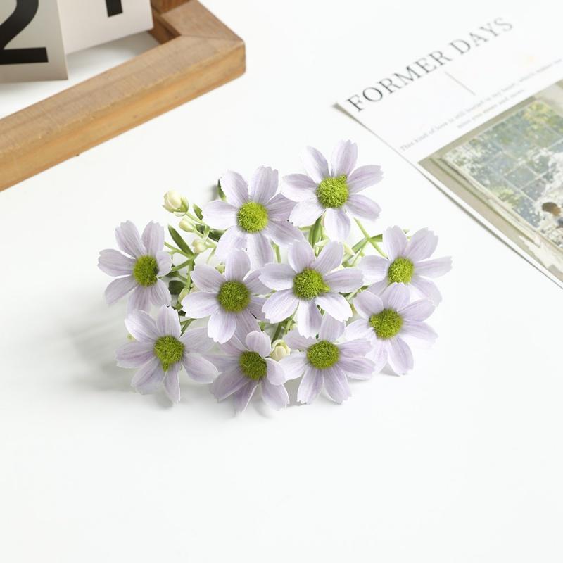 10Pcs 10cm Artificial Daisy Flower Head Fake Flower Home Room Decor Wedding Decoration DIY Garland Bouquet Christmas Accessories