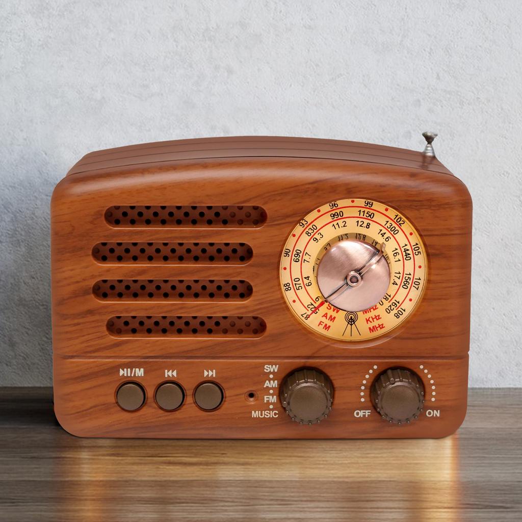 Classical Retro FM AM Radio Desktop Receiver Rechargeable Portable MP3 Radios Stereo 3W Bluetooth Speaker AUX USB