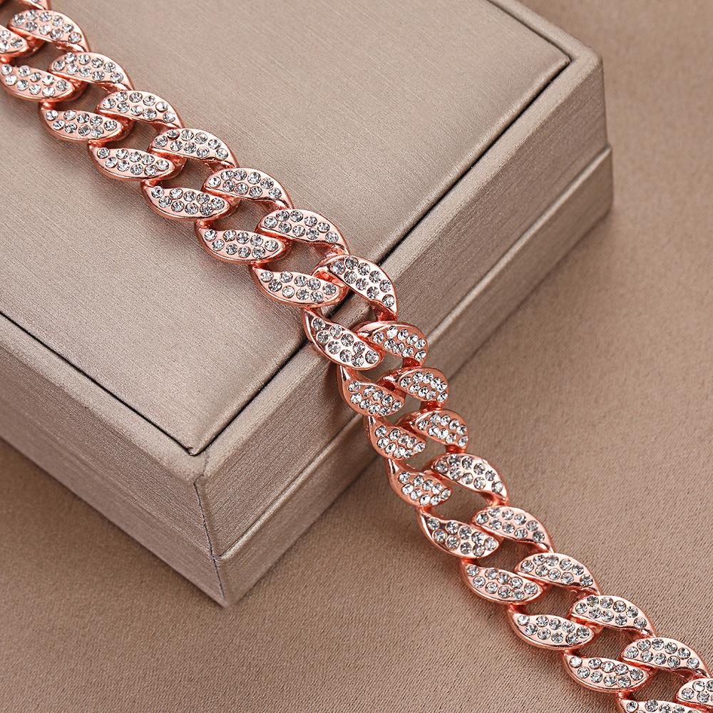 New creative diamond-encrusted personalized Cuban chain zinc alloy jewelry decorative Cuban bracelet jewelry