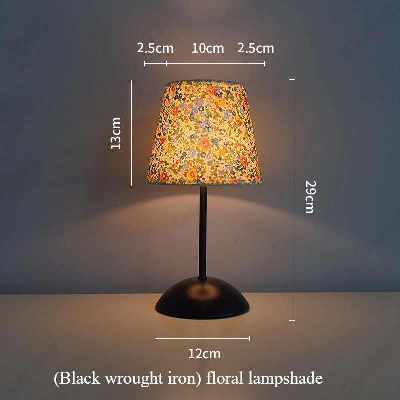 LED USB Retro Floral Iron Desk Lamp Bedside Sleeping Atmosphere Night Light Bedroom Decor