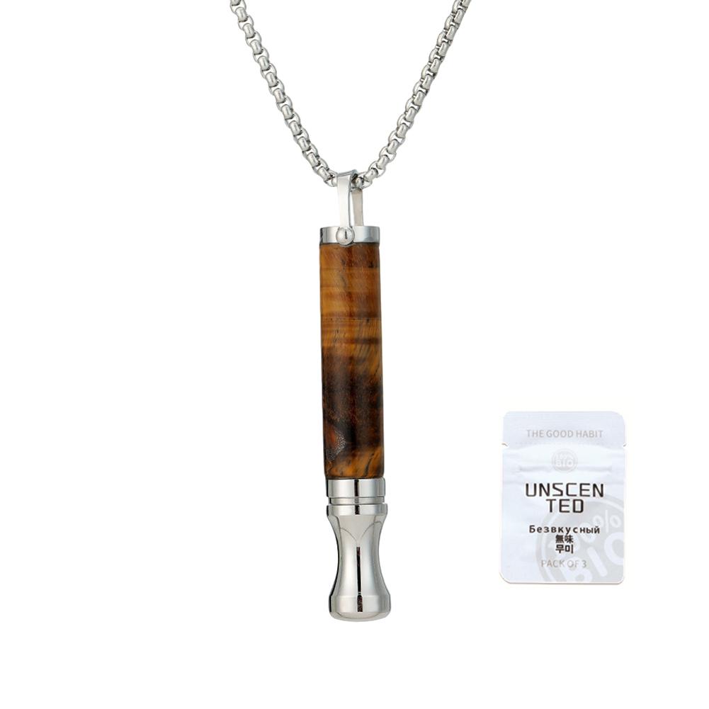 Anxiety Breathing Necklace with Resistance, Flavoured Air Wooden Breathlace, Filter Natural Essential Necklace Pendant