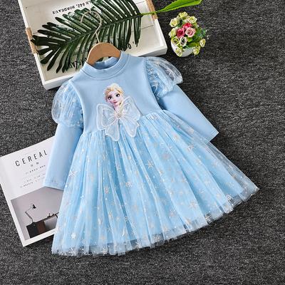 Rochie de fete Toamnă Frozen Elsa Rochie de Prințesă Mânecă Lungă Rochie din Tul Voluminoasă