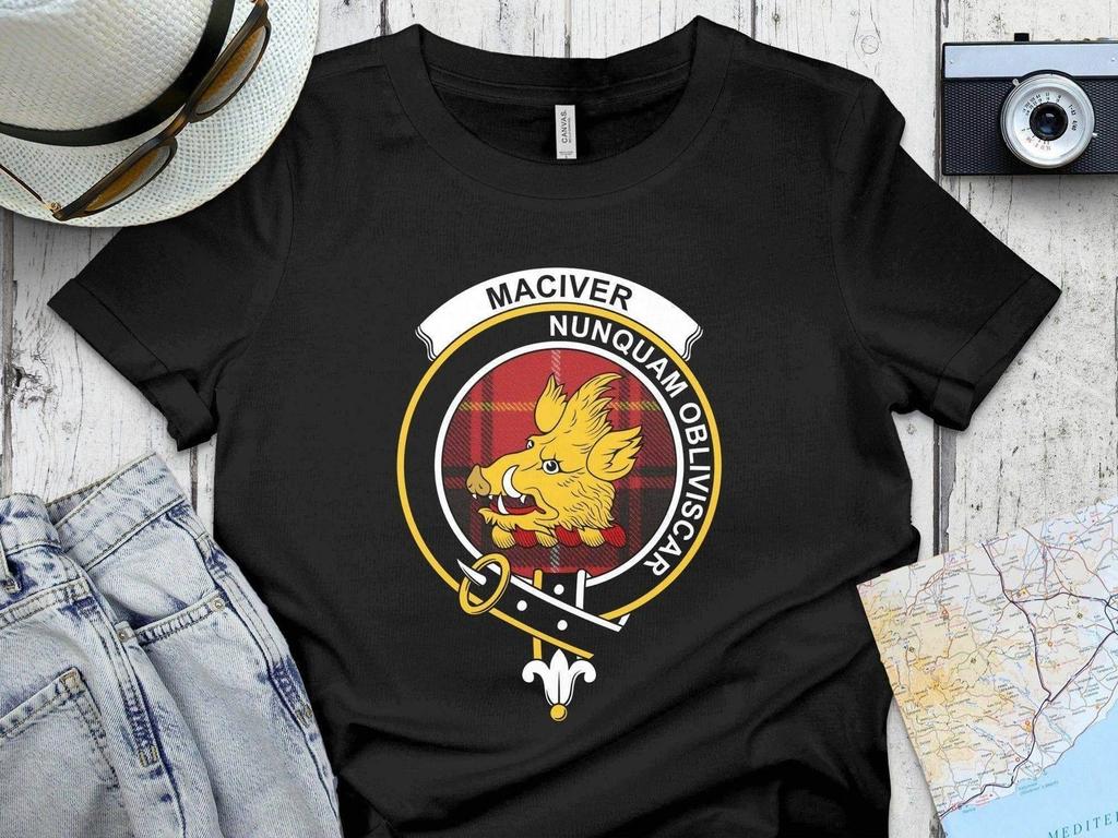 Clan MacIver Crest Tartan T-Shirt & Sweatshirt – Nunquam Obliviscar