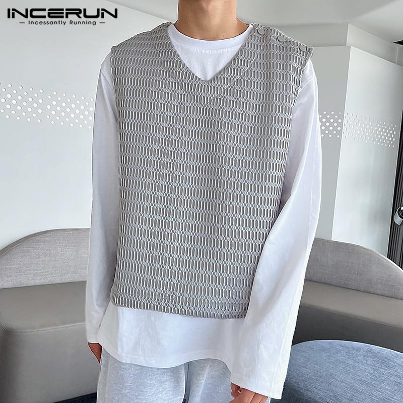 

INCERUN весенние мужские жилеты без рукавов с v-образным вырезом, повседневные майки, большие размеры