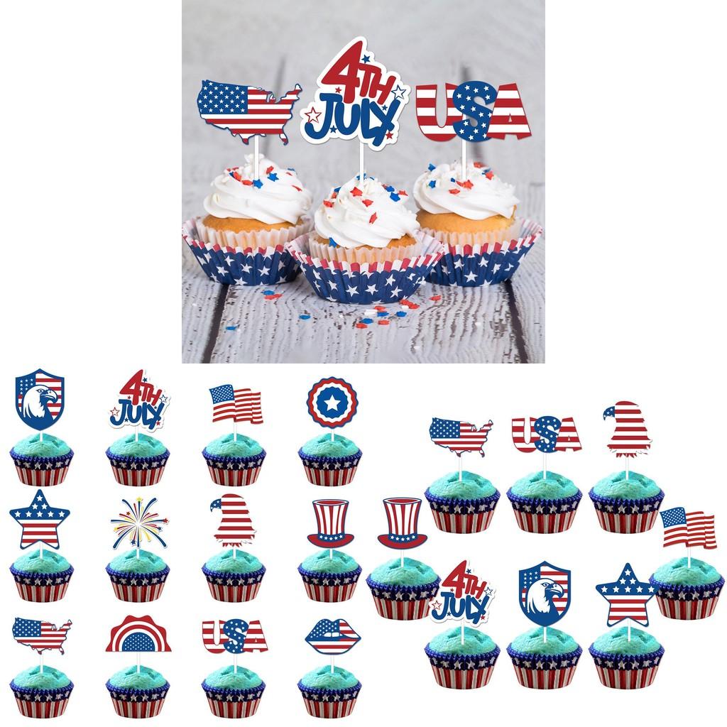Usa Day Independence Flag Cake Insert Card For Party Table Dessert Decoration