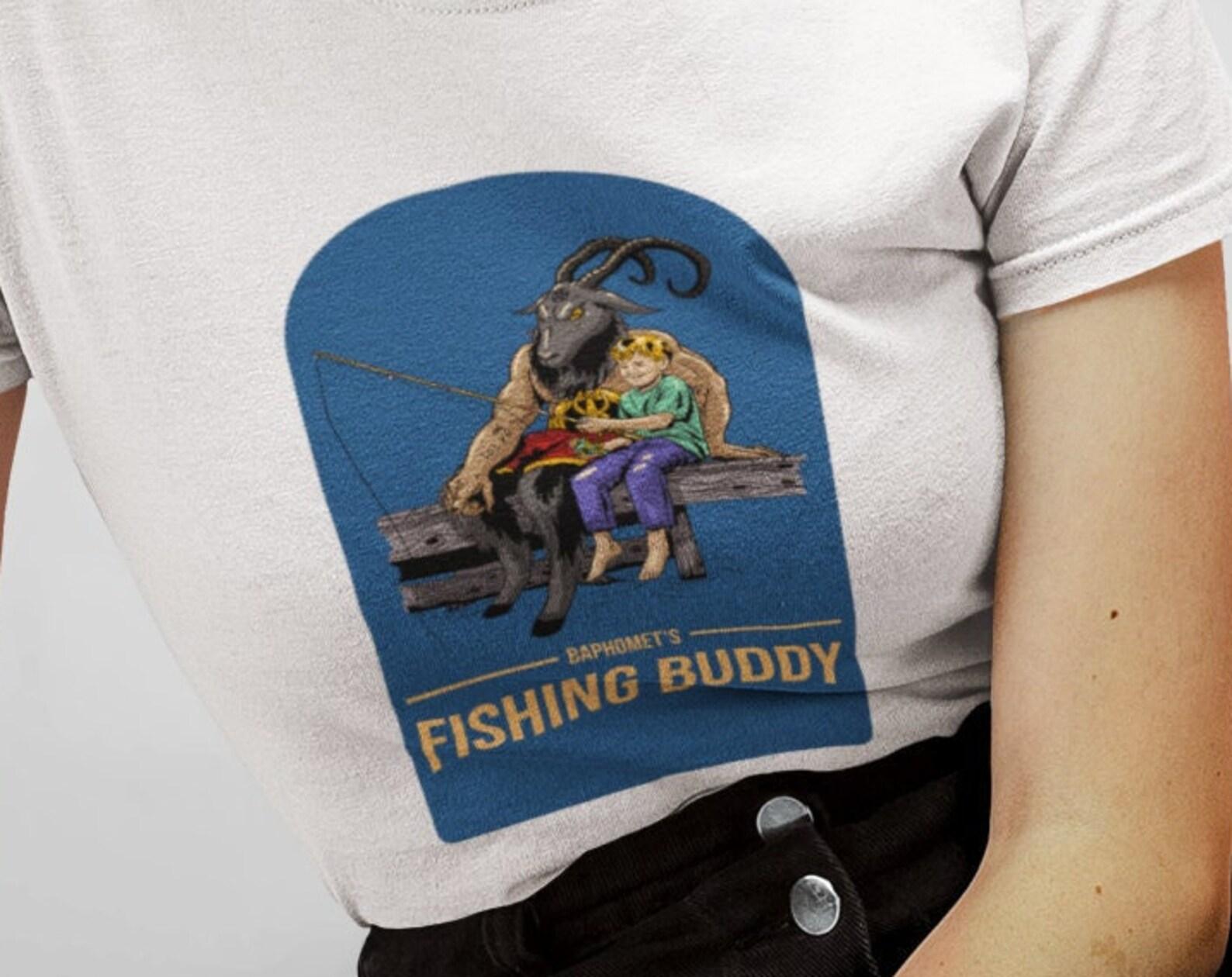 Satan s Fishing Buddy T-Shirt: Dark Humor Graphic Tee XL