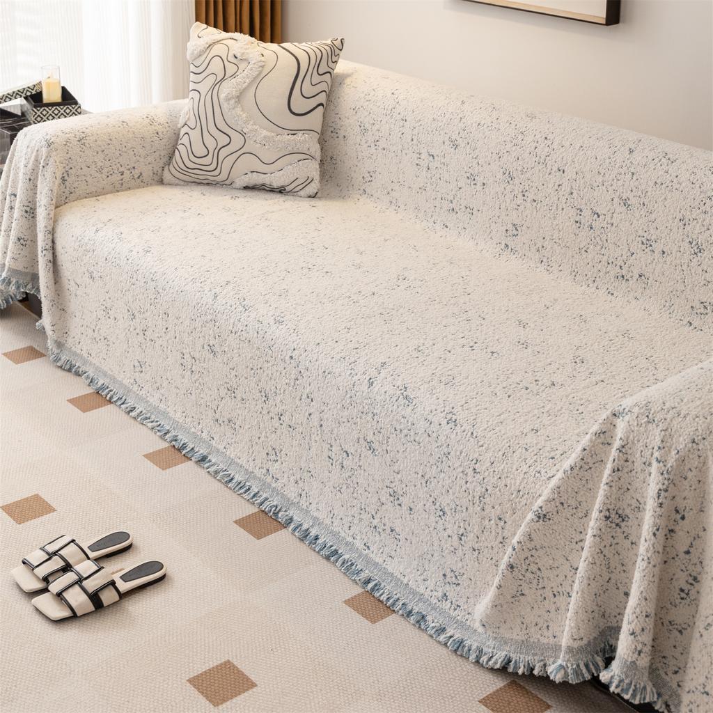 Mykt Kremete Stil Sofahåndkle med Dusker Tungt Varmt Teppe Fire Årstider Sofatrekk Universalt Flerbruks