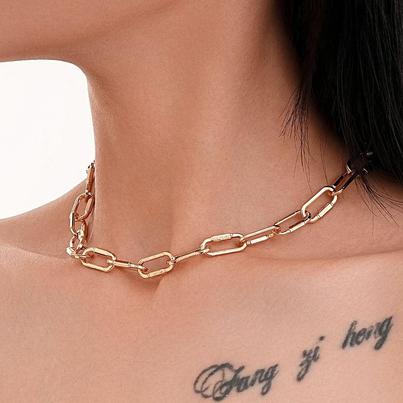 Cuban chain necklace - fashionable minimalist gold clavicle chain - versatile export necklace