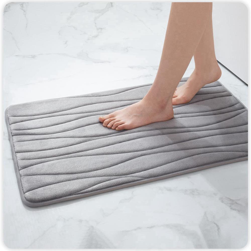 Wave Stripe Sponge Bathroom Cashmere Thickening Mat Bath Non-slip Carpets In Wash Basin Bathtub  Floor Rug Shower Room Doormat Memory Foam 3D Pad