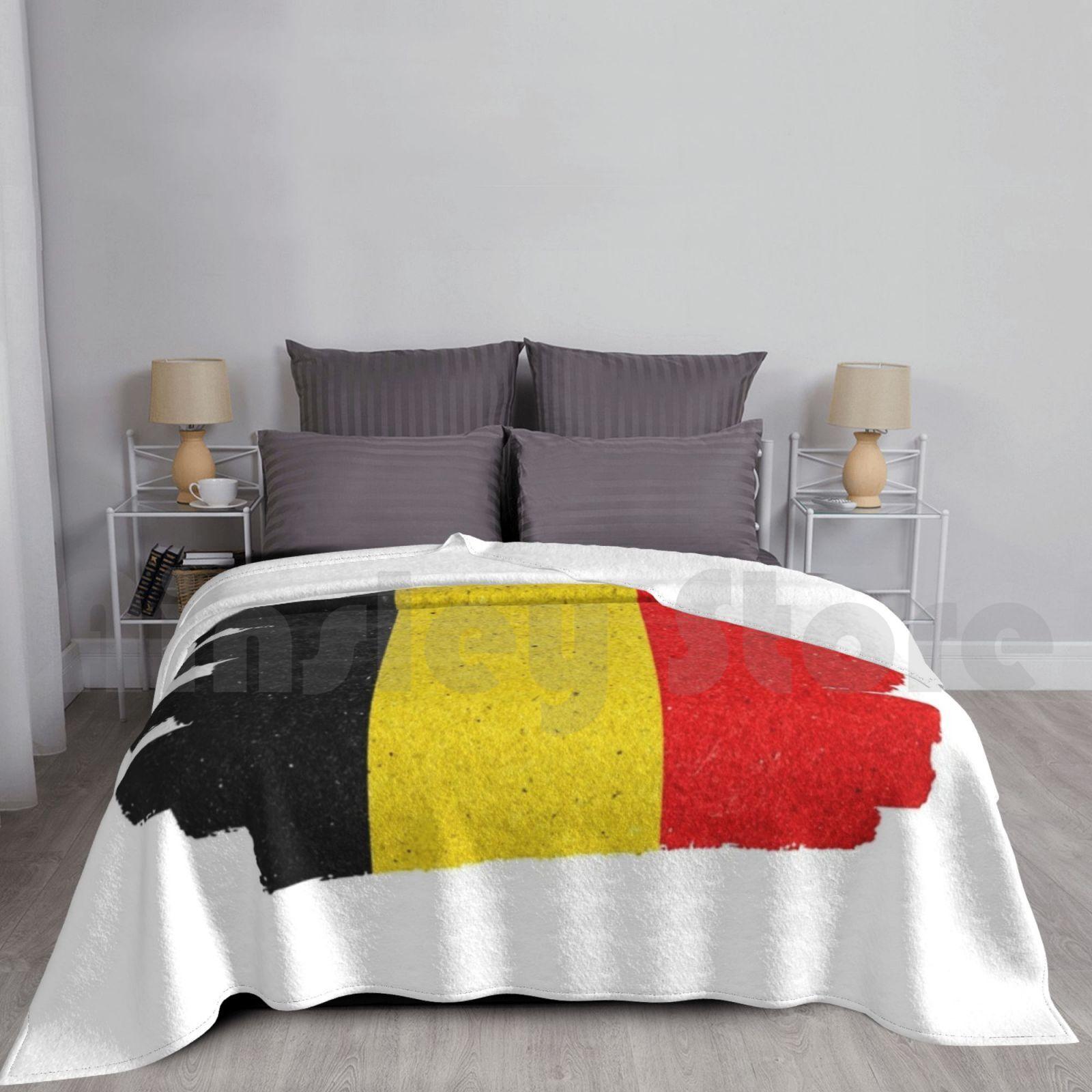 Belgium Flag Blanket For Sofa Bed Travel Belgium Belgian Brussels Flag Country Travel Vacation Souvenir Keepsake Size: 75*100cm, Weight: 230 GSM