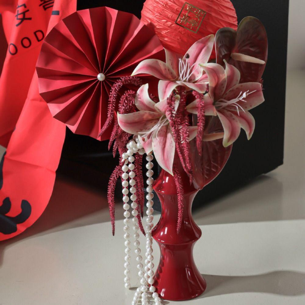 Ceramic Flower Vase Vintage Flower Holder Desktop Ornament Hydroponic Flower Planter Dining Table