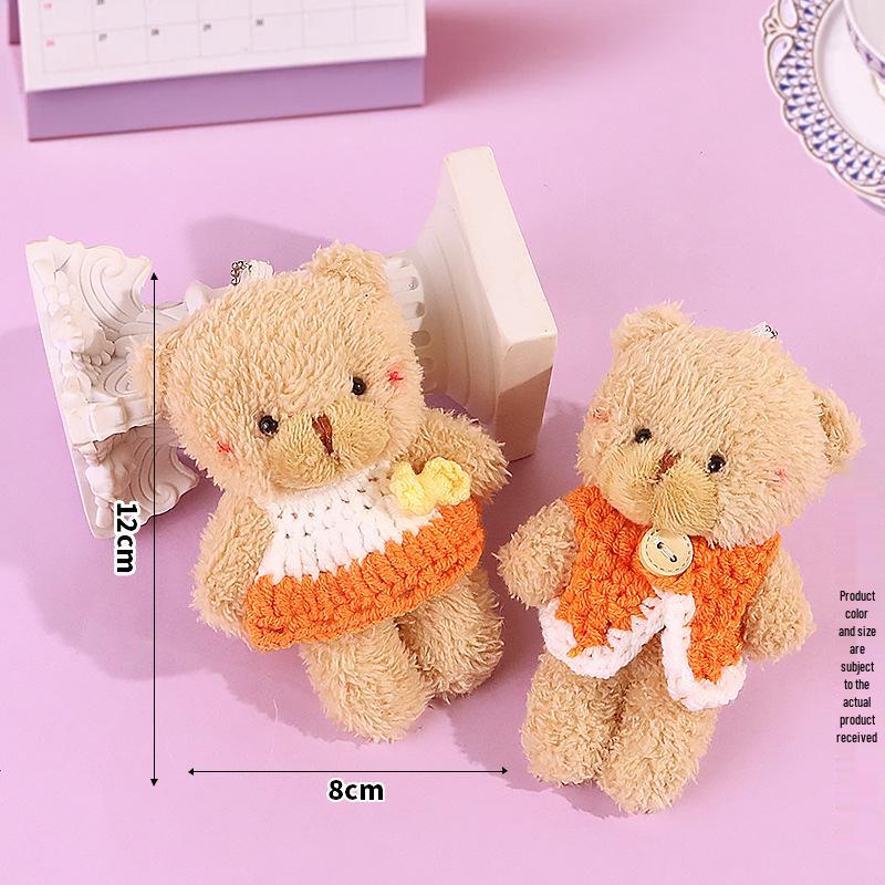 Blush Bear Plush Vest Keychain - Cute Teddy Backpack Charm Gift
