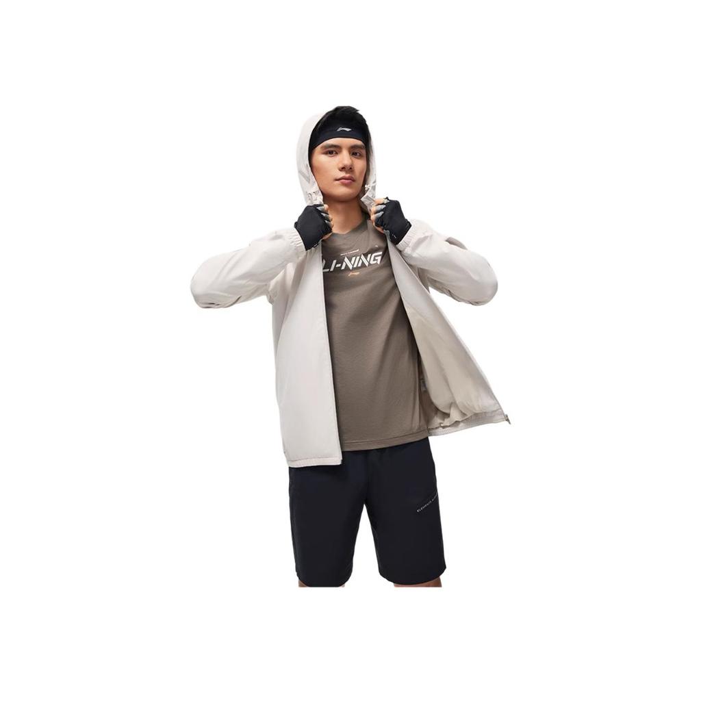 Li-Ning Windproof Water-Repellent Three-Dimensional Cut Fleece Hooded Zip Sports Jacket Men Jackets Mica-Gray AFDU089-1