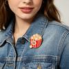 Cartoon Cat Popcorn Lapel Pin Cute Food Series Brooch for Bags Jackets & Backpacks Zinc Alloy Rust-Proof Unique Gift for Kids Teens Cat Lovers