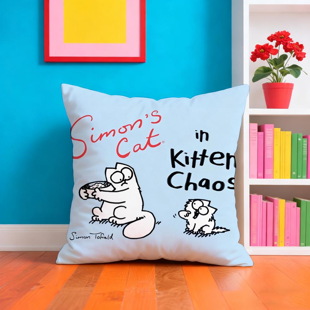 Heiß-Cartoon S-Simons-Katze Kissenbezug Plüschstoff Weich Zweiseitig Bedruckt Sofa Warm Winter Heimgeschenk Kissenhülle