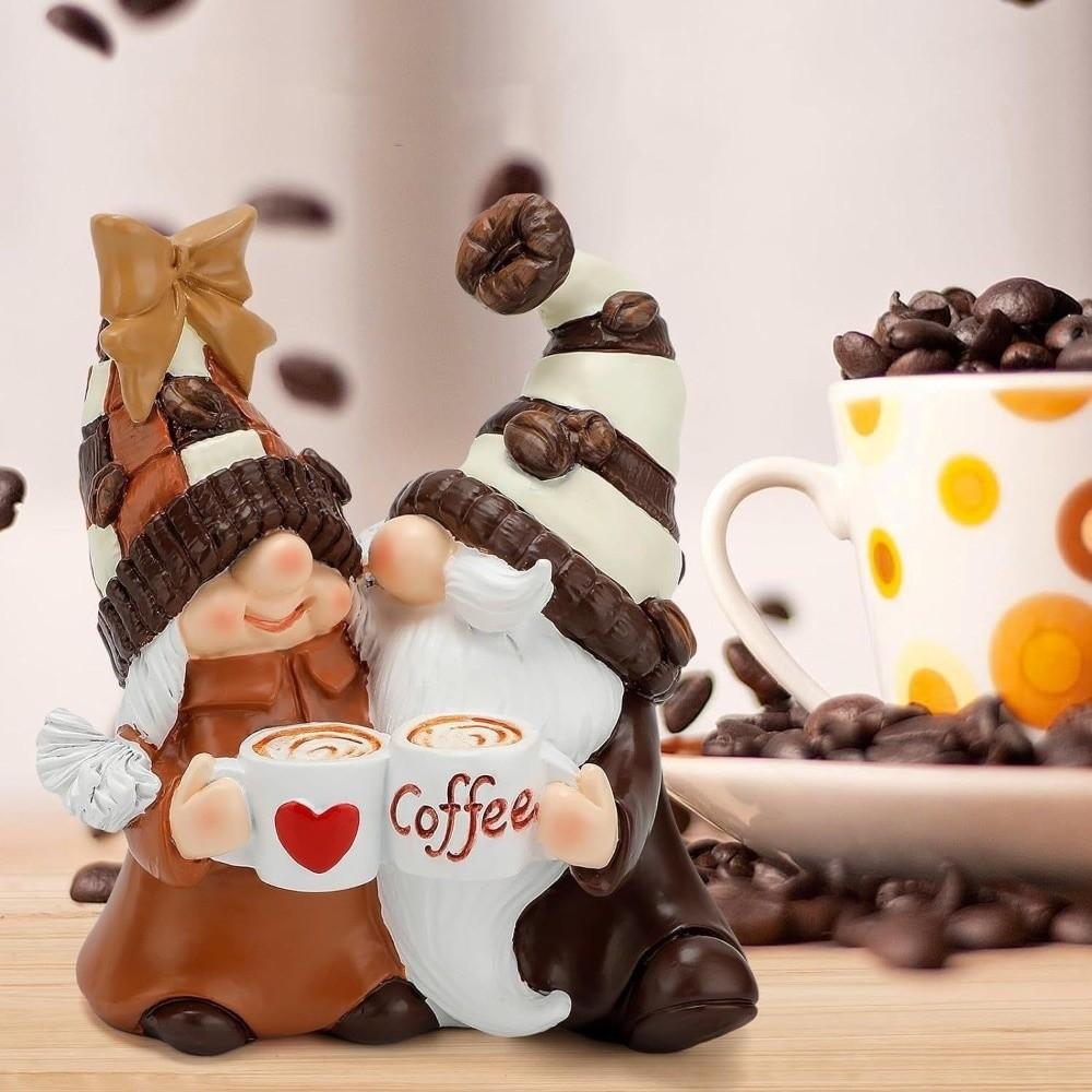 Coffee Theme Coffee Gnome Resin Dwarf Figurine Gifts Coffee Mini Desktop Decor