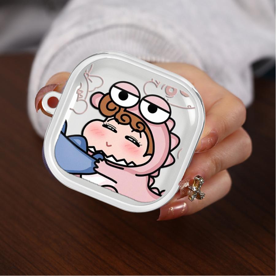 Clear Earphone Cases Cover With Hook Case For Samsung Galaxy Buds 2Pro 3 FE Live 3Pro 2 4 Pro 4Pro Cartoon Crayons Shinchan