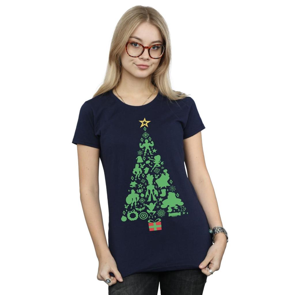 Marvel Womens/Ladies Avengers Christmas Tree Cotton T-Shirt
